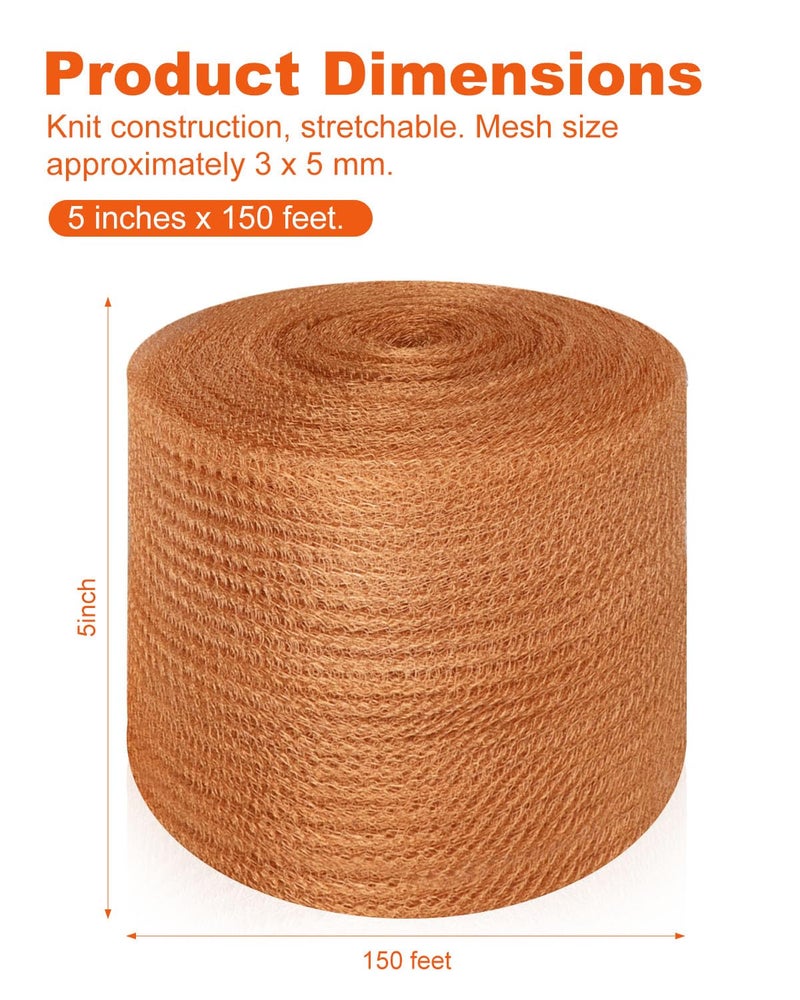 MUZIK 5 inch x150ft Pure Copper Mesh Roll - Heavy Duty Rodent & Snake Proof Wire Mesh Screen for DIY, Garden, Vents - Rustproof, Easy Cut Pest Barrier for Weep Holes & Gaps - Image 2